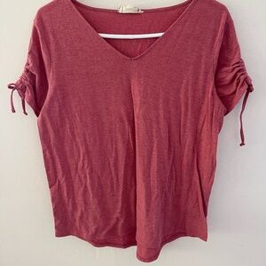 Womens pink republic pink sinched short sleeve shirt LARGE
